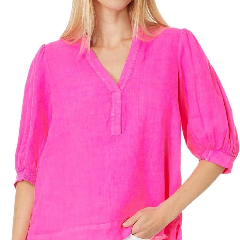 NWT! Lilly Pulitzer Mialeigh Elbow Sleeve Linen Top size 10